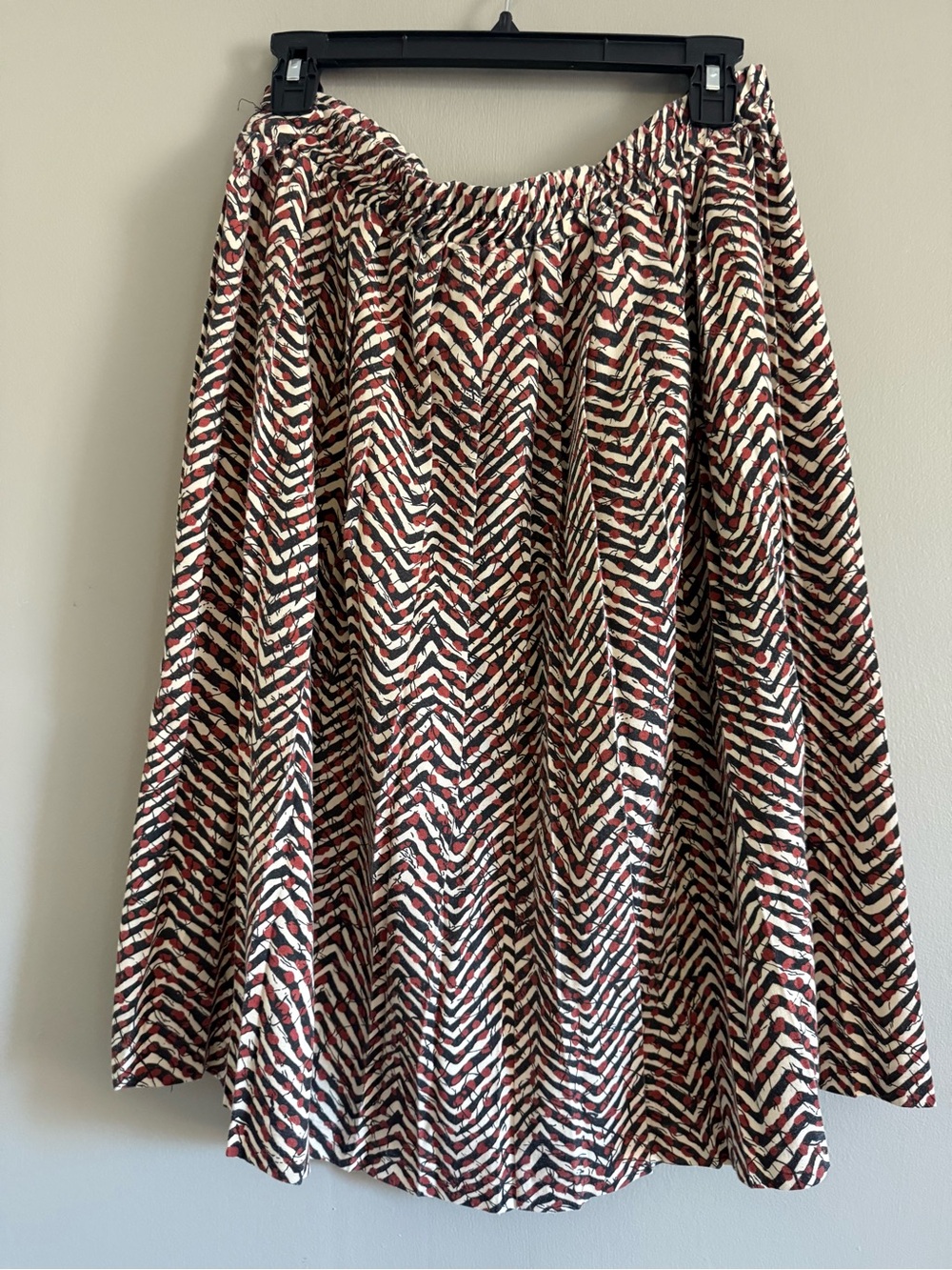 Vintage Apostrophe USA Midi Skirt Abstract Chevron Polka Dot Full Swing size 16